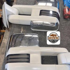 White GMC Sierra/Chevy Silverado tow mirrors